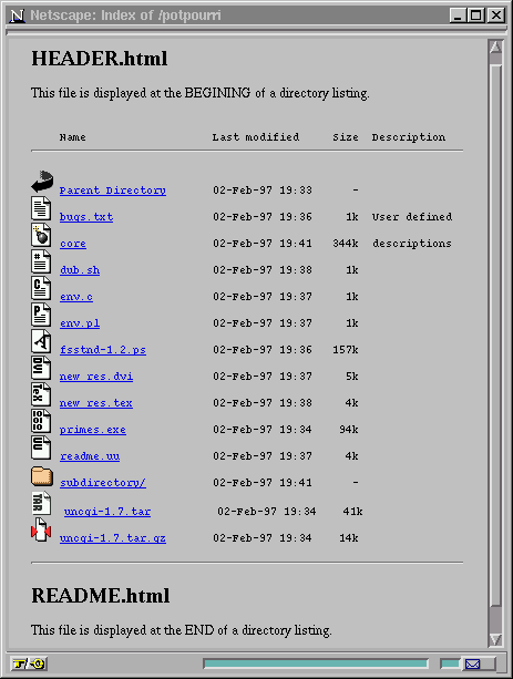 Apache FancyIndexing Screen Shot